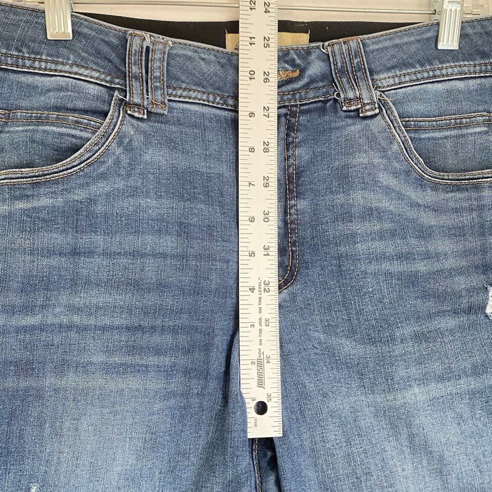 Democracy Ab Technology Jeans Size 10 Blue Straight Leg Raw Hem Distressed - Picture 6 of 10